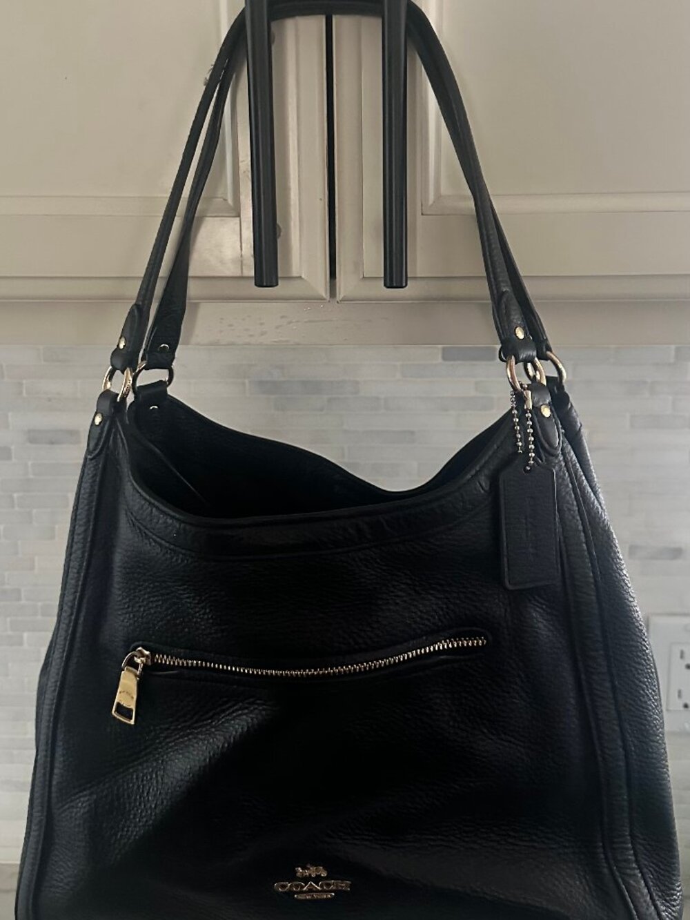 Coach Kristy Shoulder Bag in Black Pebbled Leather (C6231) - Like New!
